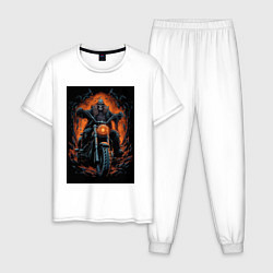 Мужская пижама Скелет сатаны едет на старом мотоцикле