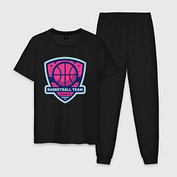 Пижама хлопковая мужская Баскетбольная командная лига, цвет: черный