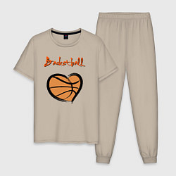 Пижама хлопковая мужская Basket lover, цвет: миндальный