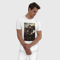 Пижама хлопковая мужская Чжун Ли - дракон, цвет: белый — фото 2