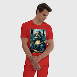 Пижама хлопковая мужская Мона Лиза - стимпанк нейросеть, цвет: красный — фото 2