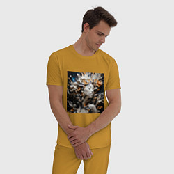 Пижама хлопковая мужская Женски силуэт из акрила, цвет: горчичный — фото 2