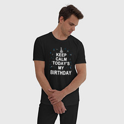 Пижама хлопковая мужская Сегодня мой день рождения, цвет: черный — фото 2