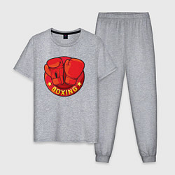 Пижама хлопковая мужская Boxing fight, цвет: меланж