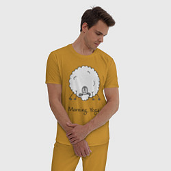 Пижама хлопковая мужская Утро и йога, цвет: горчичный — фото 2