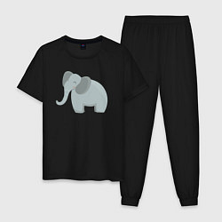 Пижама хлопковая мужская Улыбка слона, цвет: черный