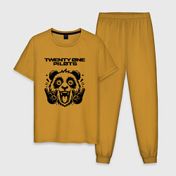 Пижама хлопковая мужская Twenty One Pilots - rock panda, цвет: горчичный