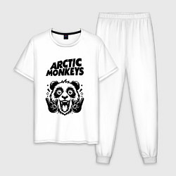 Пижама хлопковая мужская Arctic Monkeys - rock panda, цвет: белый