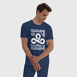 Пижама хлопковая мужская Cloud9 - in logo, цвет: тёмно-синий — фото 2