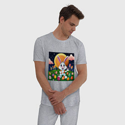 Пижама хлопковая мужская Кролик пришелец, цвет: меланж — фото 2