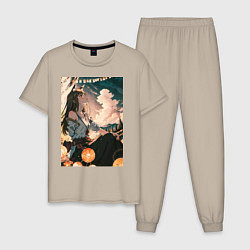 Пижама хлопковая мужская Волчица и пряности Холо, цвет: миндальный