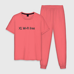 Пижама хлопковая мужская Wi-fi бесплатный, цвет: коралловый
