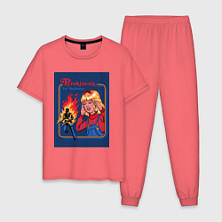 Пижама хлопковая мужская Пирокинезис для начинающих мем, цвет: коралловый