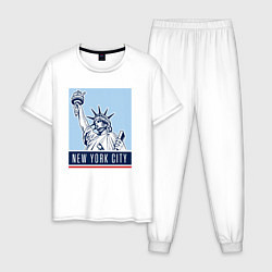 Пижама хлопковая мужская Style New York, цвет: белый