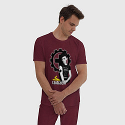 Пижама хлопковая мужская Laibach - A girl with tshirt, цвет: меланж-бордовый — фото 2