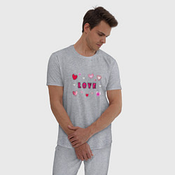 Пижама хлопковая мужская Любовь и сердечки, цвет: меланж — фото 2