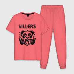 Пижама хлопковая мужская The Killers - rock panda, цвет: коралловый