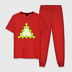 Пижама хлопковая мужская Треугольник из кругов, цвет: красный