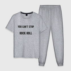 Пижама хлопковая мужская You cant stop rock roll, цвет: меланж