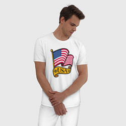 Пижама хлопковая мужская American flag, цвет: белый — фото 2