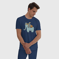 Пижама хлопковая мужская Cute elephant, цвет: тёмно-синий — фото 2
