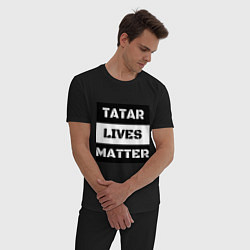 Пижама хлопковая мужская Tatar lives matter, цвет: черный — фото 2