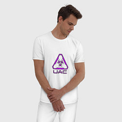 Пижама хлопковая мужская UAC фиолетовый, цвет: белый — фото 2