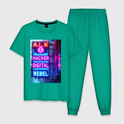 Мужская пижама Ai hacker digital rebel - neon glow