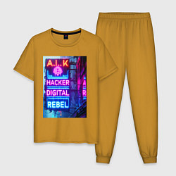 Мужская пижама Ai hacker digital rebel - neon glow