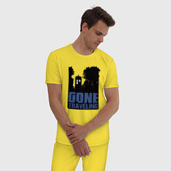 Пижама хлопковая мужская Отправился путешествовать, цвет: желтый — фото 2