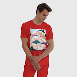 Пижама хлопковая мужская Senpai секси, цвет: красный — фото 2