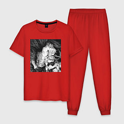 Пижама хлопковая мужская Ашаф ворон, цвет: красный