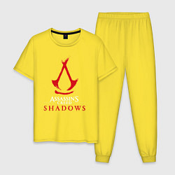 Пижама хлопковая мужская Assassins creed shadows logo, цвет: желтый