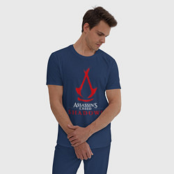 Пижама хлопковая мужская Assassins creed shadows logo, цвет: тёмно-синий — фото 2