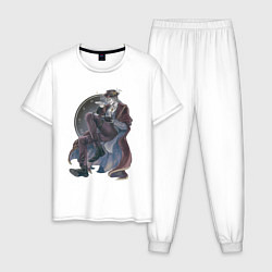 Пижама хлопковая мужская Повесть о конце света Джек потрошитель, цвет: белый