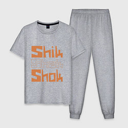 Пижама хлопковая мужская Shik shak shok - квадратные буквы, цвет: меланж