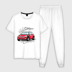 Пижама хлопковая мужская Mini Cooper, цвет: белый