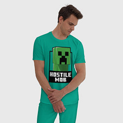 Пижама хлопковая мужская Minecraft hostile mob, цвет: зеленый — фото 2