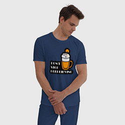 Пижама хлопковая мужская Dont stop beerlieving, цвет: тёмно-синий — фото 2