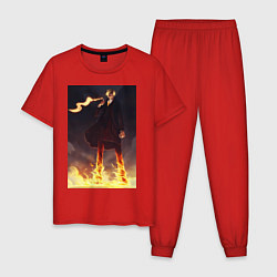 Пижама хлопковая мужская Ван-Пис Санджи огненная нога, цвет: красный