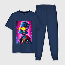 Мужская пижама Cyber Bart Simpson - neon glow ai art