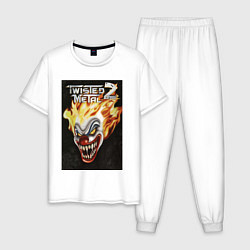 Пижама хлопковая мужская Twisted metal 2 - clown head, цвет: белый