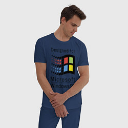 Пижама хлопковая мужская Разработанный для windows 98, цвет: тёмно-синий — фото 2