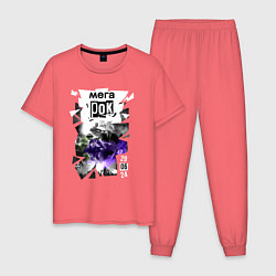 Пижама хлопковая мужская Фестиваль - Мегарок, цвет: коралловый
