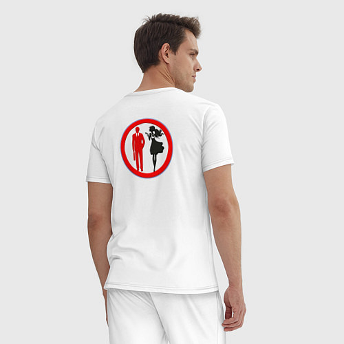 Мужская пижама Смешной дорожный знак / Белый – фото 4