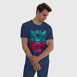 Пижама хлопковая мужская Once human logotype, цвет: тёмно-синий — фото 2