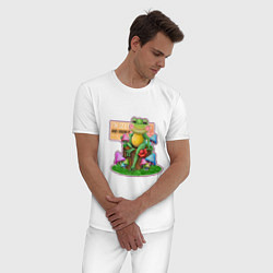 Пижама хлопковая мужская Бодипозитивная лягушка, цвет: белый — фото 2