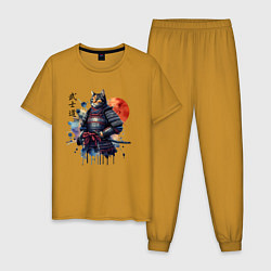 Мужская пижама Cat samurai - bushido ai art