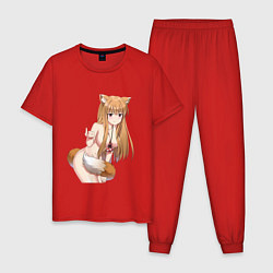 Пижама хлопковая мужская Волчица и пряности Холо секси, цвет: красный