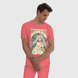 Пижама хлопковая мужская Провожающая в последний путь Фрирен эльф, цвет: коралловый — фото 2